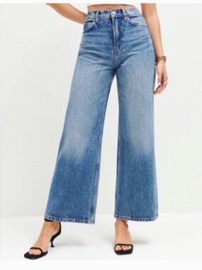Reformation Cary High Rise Slouchy Wide Leg Cropped Colorado Jean Size 28